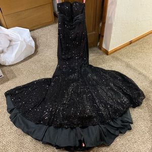 Vintage Maggie Sottero Black Sequin Mermaid Prom Dress